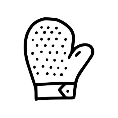 Hayvan bakımı eldiven çizgisi vektör karalaması basit simge