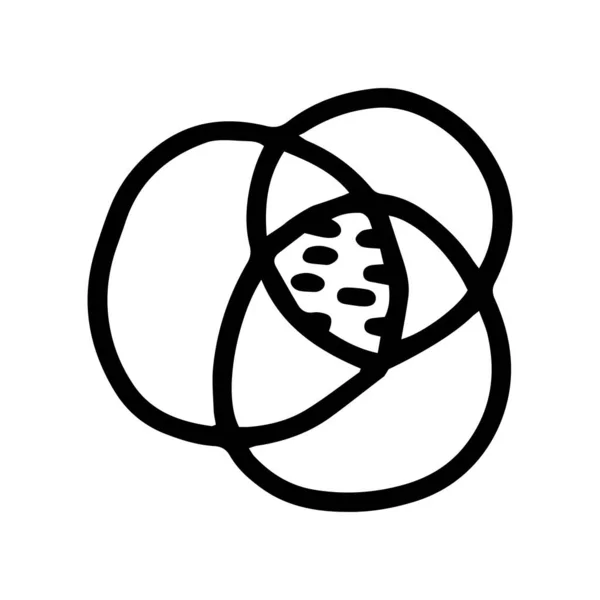 Venn diagram line vector doodle simple icon — Stock Vector