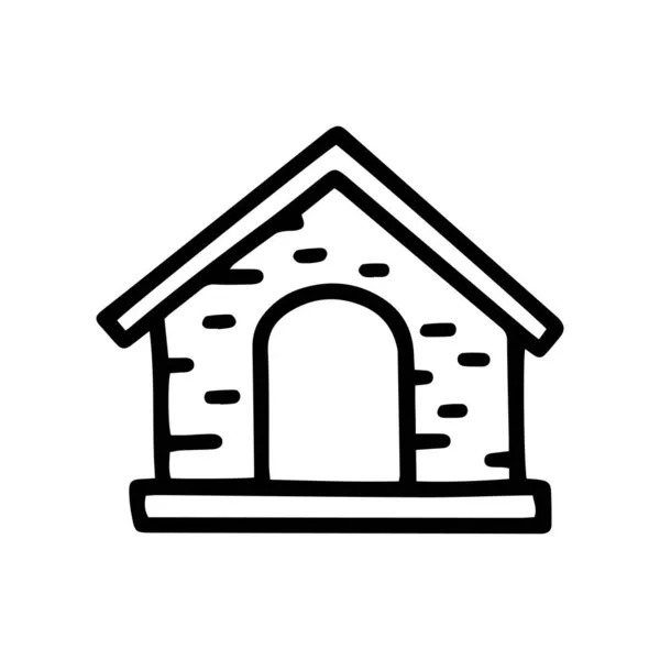 Cane casa linea vettore doodle semplice icona — Vettoriale Stock