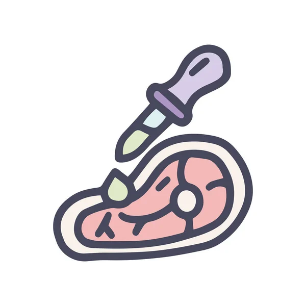 Viande et pipette couleur vecteur doodle icône simple — Image vectorielle