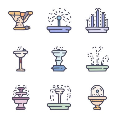 Çeşme renk vektörü karalama basit simge kümesi