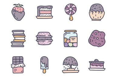 Sweets renk vektörü karalama basit simge seti