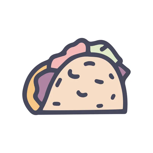 Tacos χρώμα διάνυσμα doodle απλό σχέδιο εικονίδιο — Διανυσματικό Αρχείο