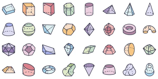 Figuras geométricas vector de color garabato conjunto de iconos simples — Vector de stock