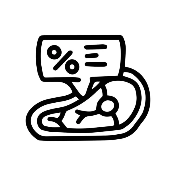 Sconto sulla linea di carne vettore doodle semplice icona — Vettoriale Stock