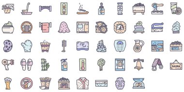 Sauna renk vektörü karalama basit simge seti