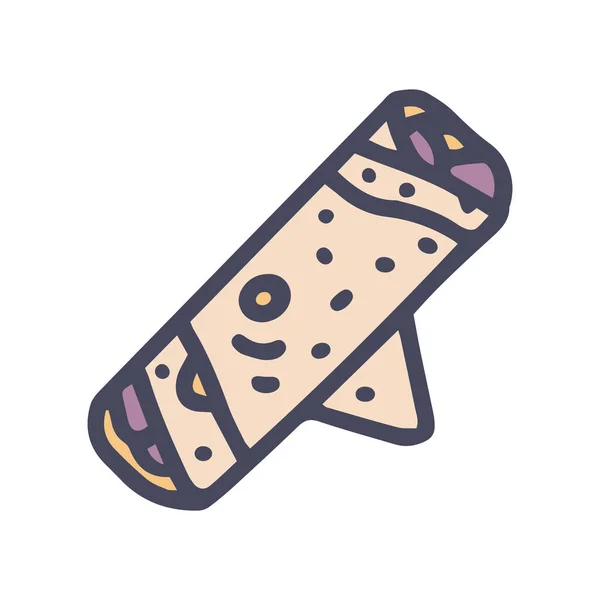 Taquitos cor vetor doodle design ícone simples — Vetor de Stock