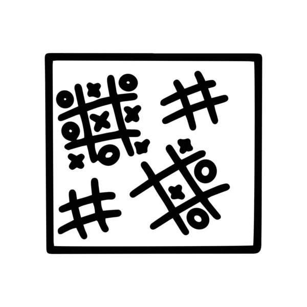 Tic Tac Zehenlinie Vektor Doodle einfaches Symbol — Stockvektor
