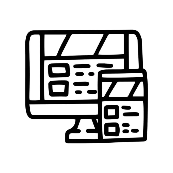 Adaptive web design linha vetor doodle ícone simples —  Vetores de Stock