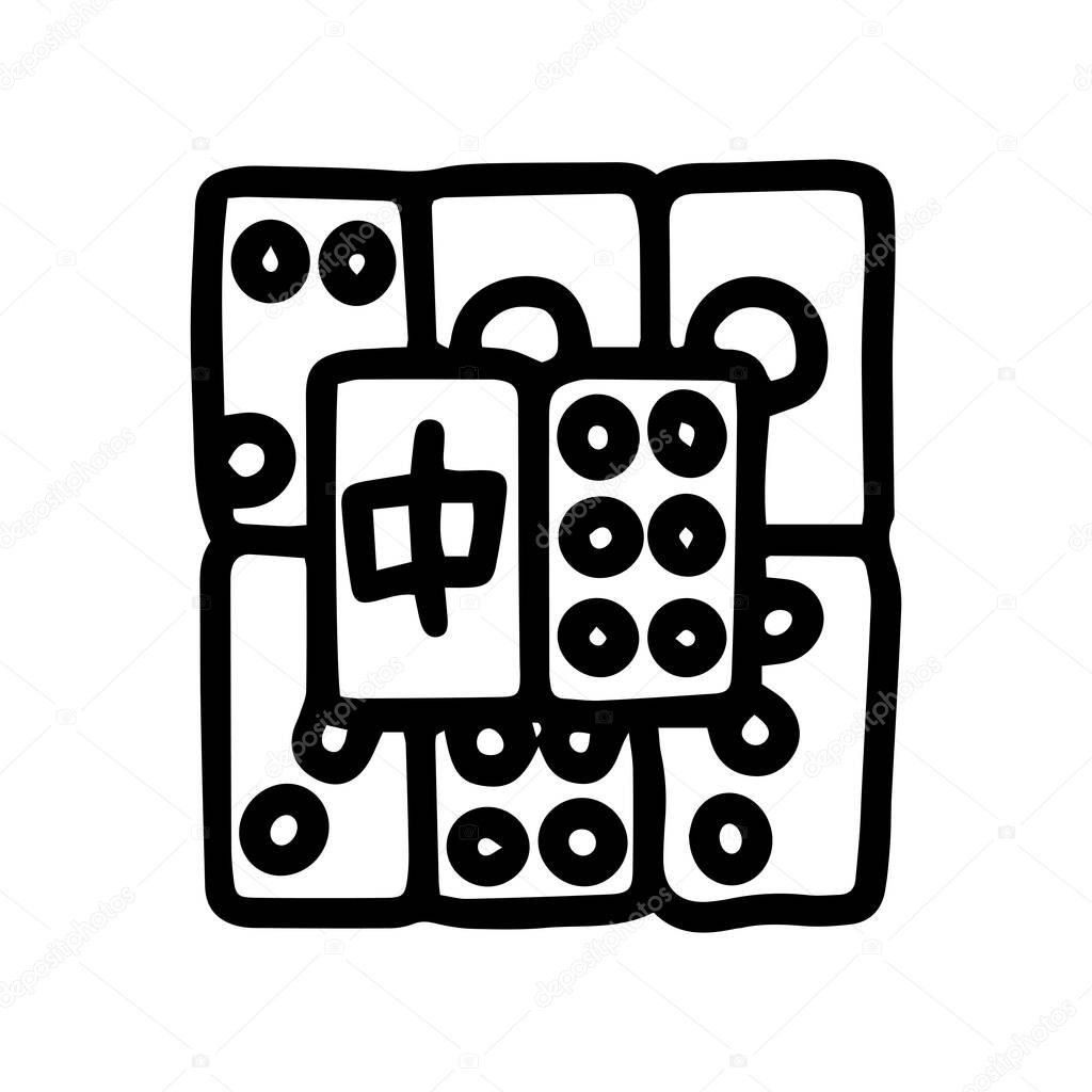 mahjong game line vector doodle simple icon