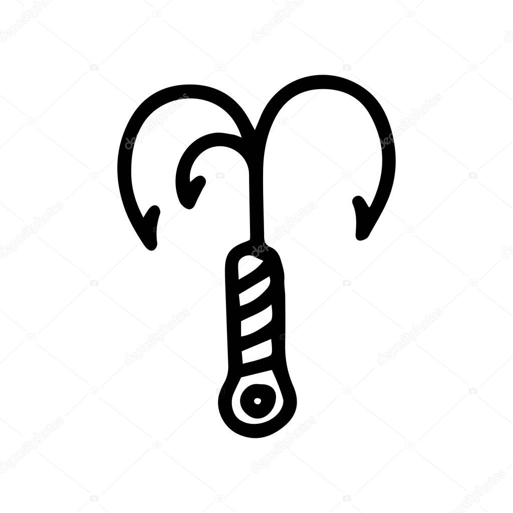 grappling hook line vector doodle simple icon