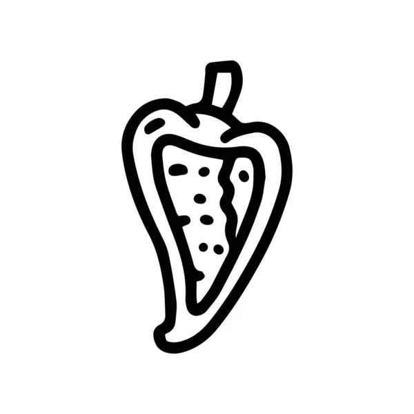 Chile relleno pimientos línea vector garabato simple icono Vector de stock