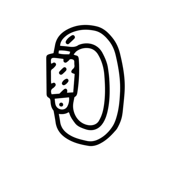Escalada mosquetão linha vetor doodle ícone simples — Vetor de Stock