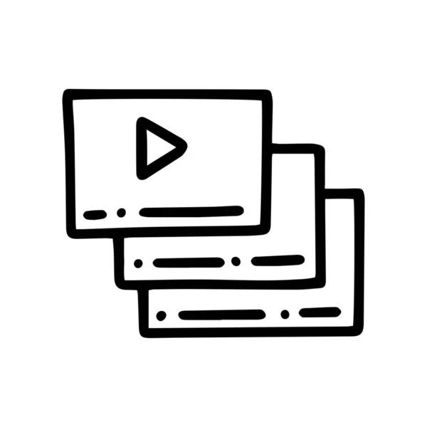 Vídeo conteúdo linha vetor doodle ícone simples —  Vetores de Stock