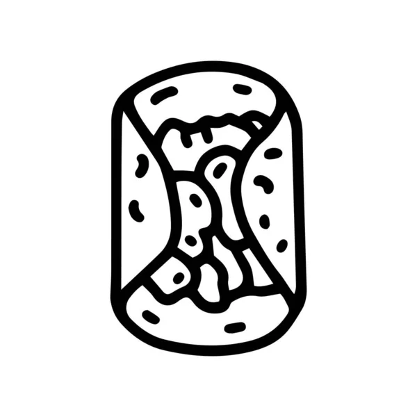 Fajita linia wektor doodle prosty projekt ikony — Wektor stockowy