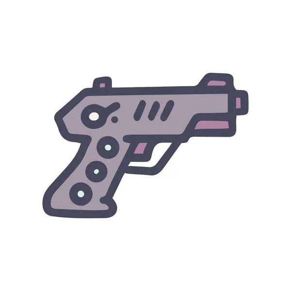 Pistola traumatica colore vettore doodle semplice icona — Vettoriale Stock