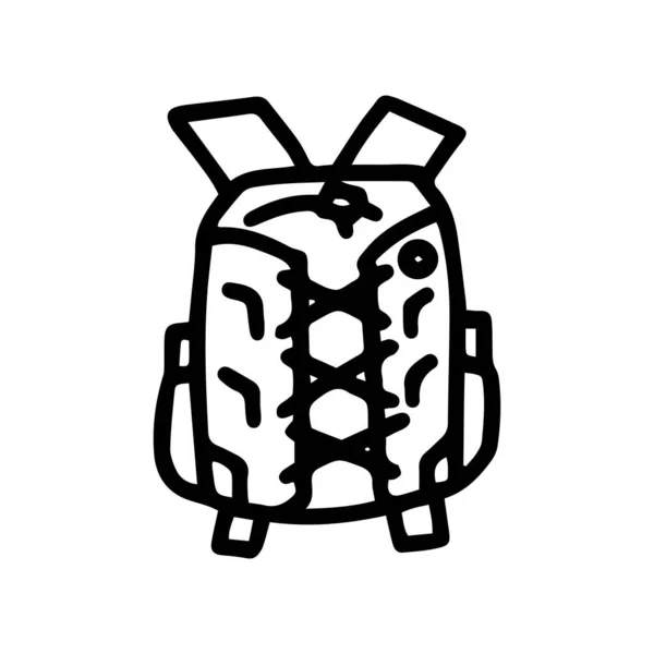 Wanderrucksack Line Vector Doodle einfaches Symbol — Stockvektor