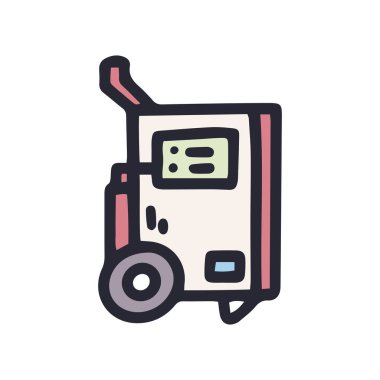 Tramvay rengi vektör karalamasında inşaat ısıtıcısı basit simgesi