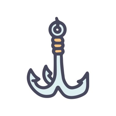 üçlü balıkçılık kancası renk vektörü karalama basit simge