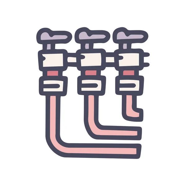 Unité de distribution de chauffage vecteur de couleur doodle icône simple — Image vectorielle