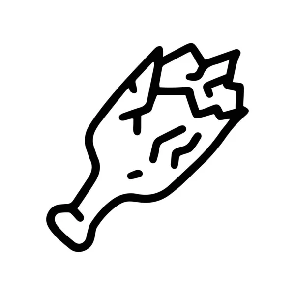 Rotto bottiglia arma linea vettore doodle semplice icona — Vettoriale Stock