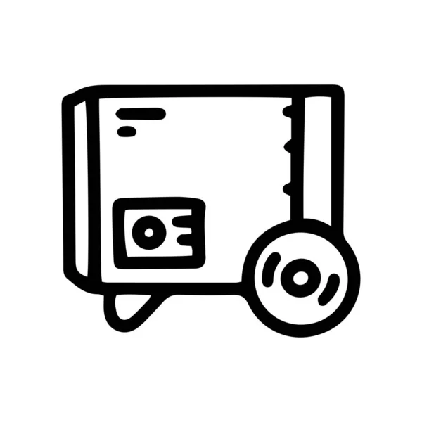 Riscaldamento costruzione con ruote linea vettore doodle semplice icona — Vettoriale Stock