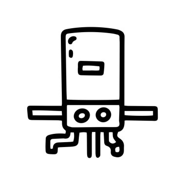 Isıtma sistemi su kazanları çizgisi vektör karalama basit simgesi