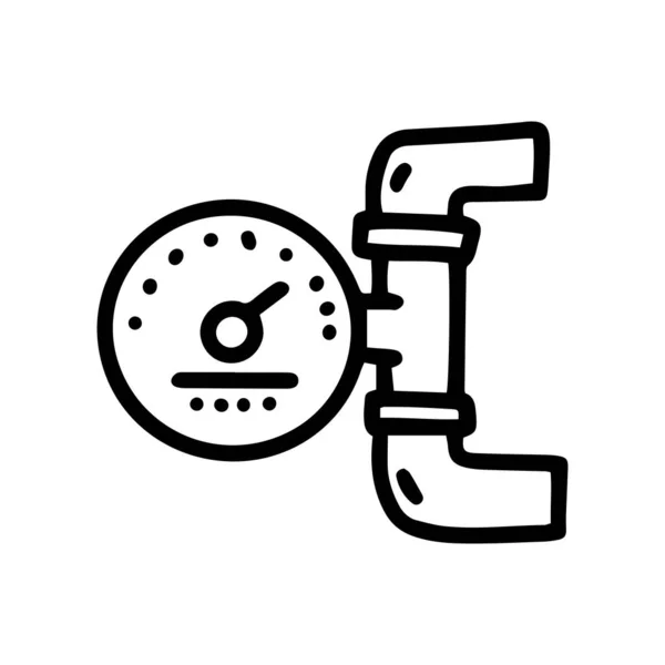 System grzewczy ciśnieniomierz wektor linii doodle prosty ikona — Wektor stockowy
