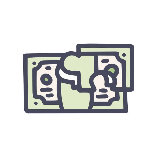 Money puzzle color vector doodle simple icon — Stock Vector