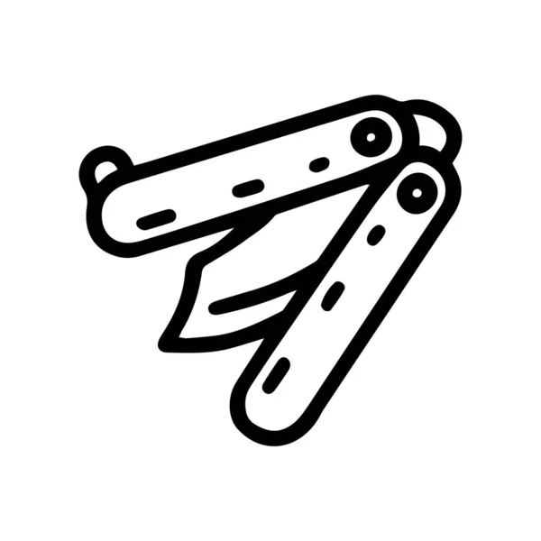 Butterfly knife line vector doodle simple icon — Vettoriale Stock