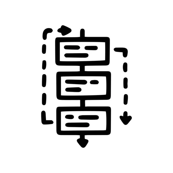 Strategy algorithm line vector doodle simple icon — Vettoriale Stock