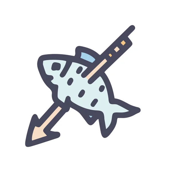Underwater hunting color vector doodle simple icon — Vetor de Stock