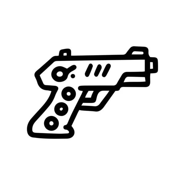 Traumatische pistool lijn vector doodle eenvoudige pictogram — Stockvector