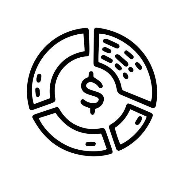 Financial pie chart line vector doodle simple icon — Stockový vektor