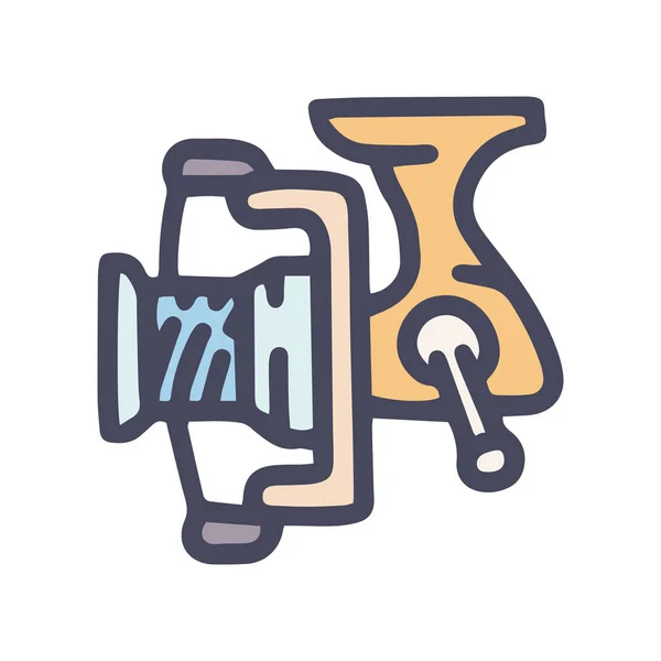 Spinning reel color vector doodle simple icon — Stockový vektor