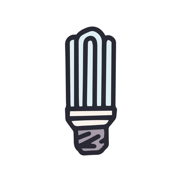 Energiebesparende lamp kleur vector doodle eenvoudige pictogram — Stockvector