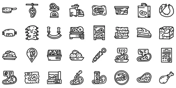 Boucherie ligne vectoriel doodle icône simple ensemble — Image vectorielle