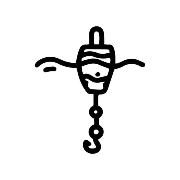 Fishing float with hooks line vector doodle simple icon — Vettoriale Stock