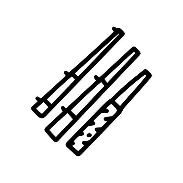 Fishing poles line vector doodle simple icon — Stock vektor