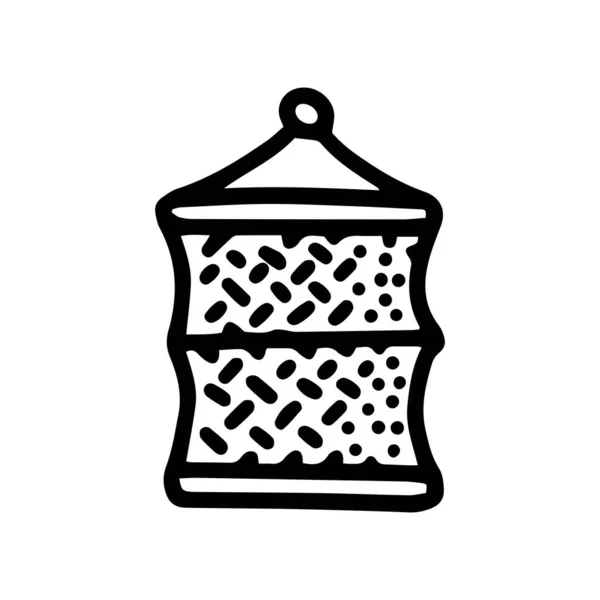 Foldable fishing net cage line vector doodle simple icon — Vettoriale Stock