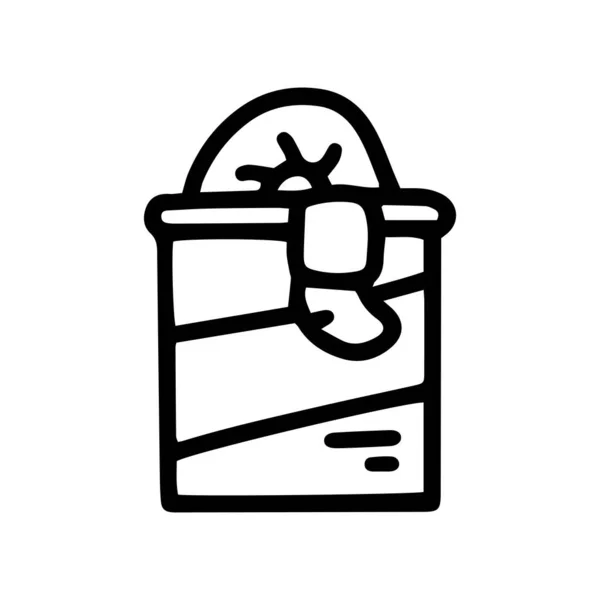 Earthworm bait in tin line vector doodle simple icon — стоковый вектор