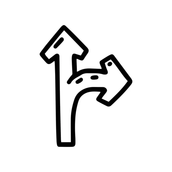 Keuze van de weg lijn vector doodle eenvoudige pictogram — Stockvector