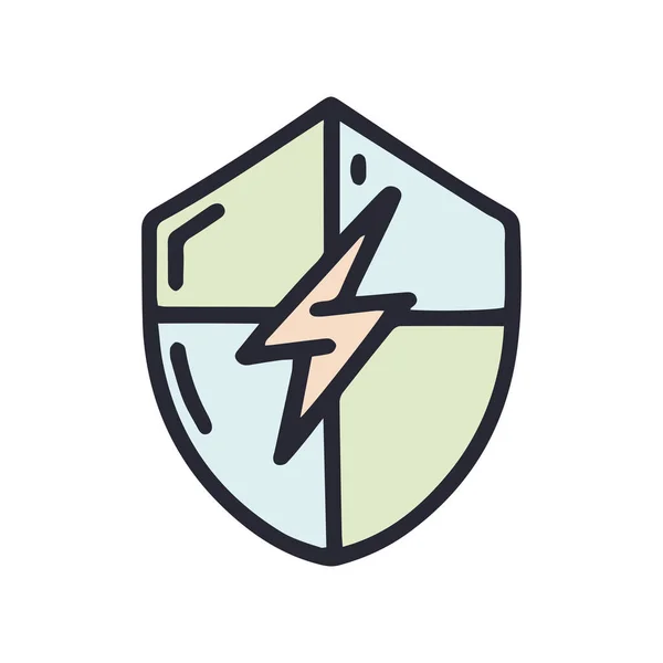 Electricity protection color vector doodle simple icon — Image vectorielle