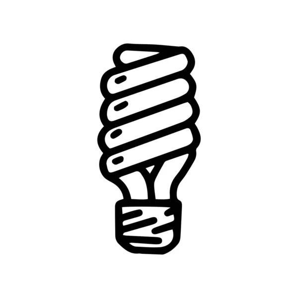 Efficienza energetica lampadina linea vettore doodle semplice icona — Vettoriale Stock