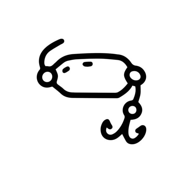 Cucchiaio da pesca esca linea vettore doodle semplice icona — Vettoriale Stock