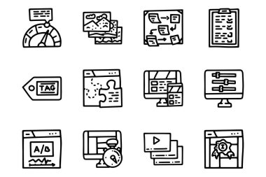 Web sitesi oluşturma çizgisi çizimi basit simge seti