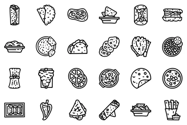 Mexican cuisine line vector doodle simple icon set — Stock Vector