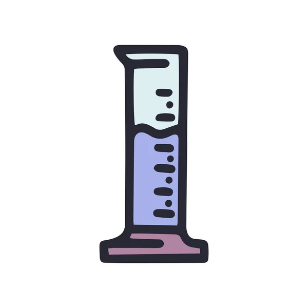 Medición de vaso de precipitados vector de color garabato icono simple — Vector de stock