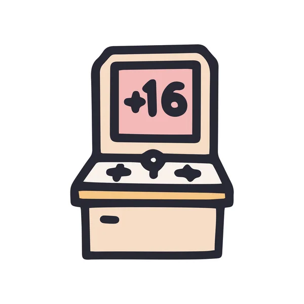 Restricciones de edad para la máquina de juego vector de color garabato icono simple — Vector de stock