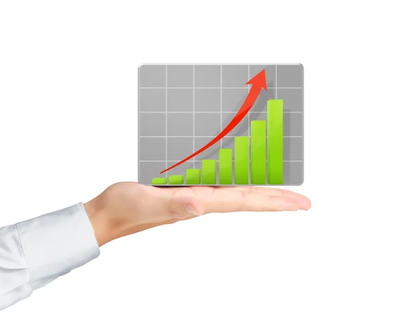 Graph in hand on a white — Stock Photo, Image